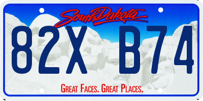 SD license plate 82XB74