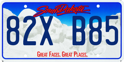 SD license plate 82XB85