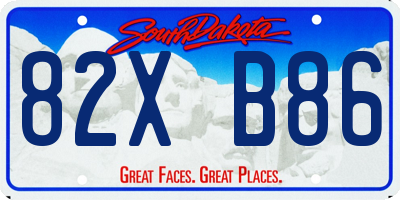 SD license plate 82XB86