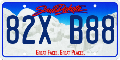 SD license plate 82XB88