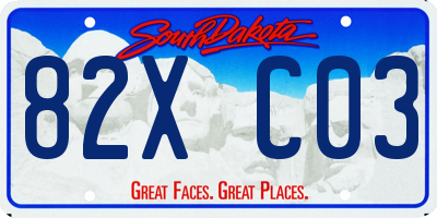 SD license plate 82XC03