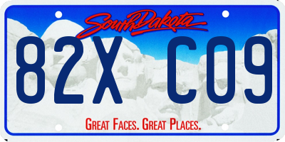 SD license plate 82XC09