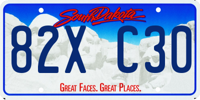 SD license plate 82XC30