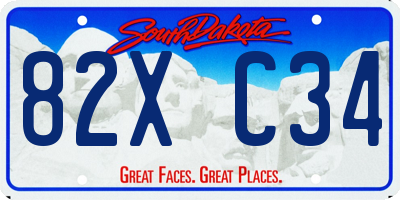 SD license plate 82XC34