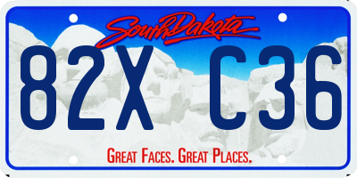 SD license plate 82XC36