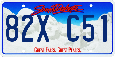SD license plate 82XC51