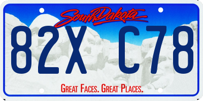 SD license plate 82XC78