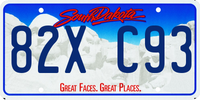 SD license plate 82XC93
