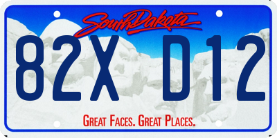 SD license plate 82XD12