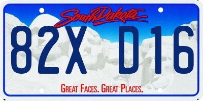 SD license plate 82XD16