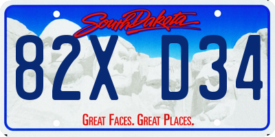 SD license plate 82XD34