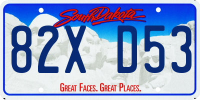 SD license plate 82XD53
