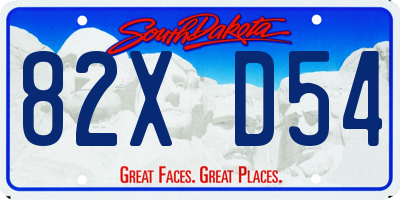 SD license plate 82XD54