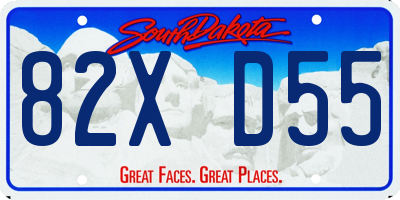 SD license plate 82XD55