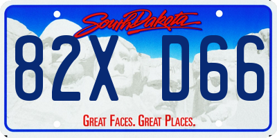 SD license plate 82XD66