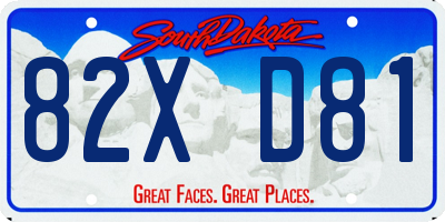 SD license plate 82XD81