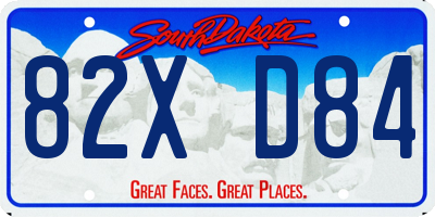 SD license plate 82XD84