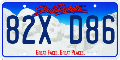 SD license plate 82XD86