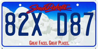 SD license plate 82XD87