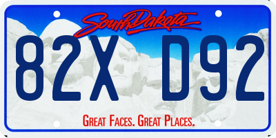 SD license plate 82XD92