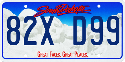 SD license plate 82XD99