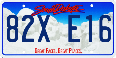 SD license plate 82XE16