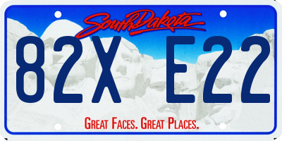 SD license plate 82XE22