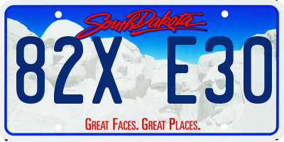 SD license plate 82XE30