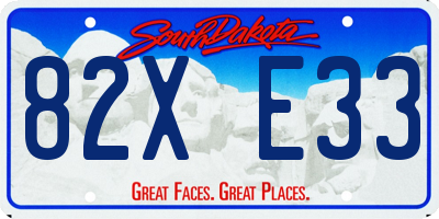 SD license plate 82XE33