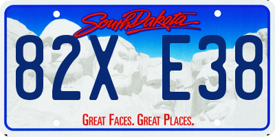SD license plate 82XE38
