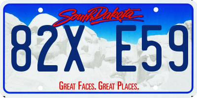 SD license plate 82XE59