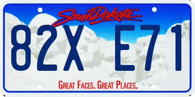 SD license plate 82XE71