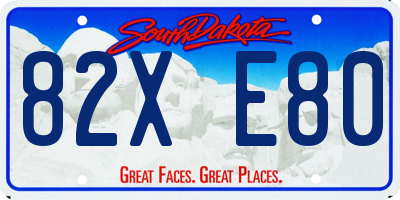 SD license plate 82XE80