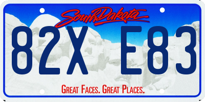 SD license plate 82XE83
