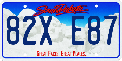 SD license plate 82XE87