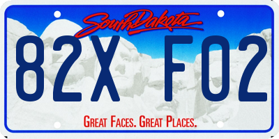 SD license plate 82XF02