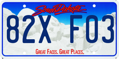 SD license plate 82XF03