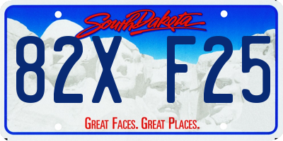 SD license plate 82XF25