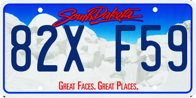 SD license plate 82XF59