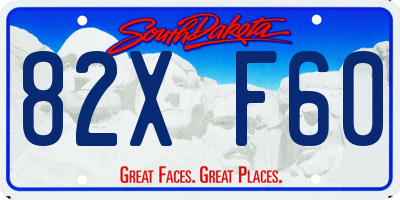 SD license plate 82XF60