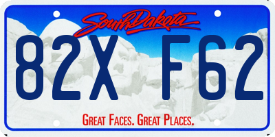 SD license plate 82XF62