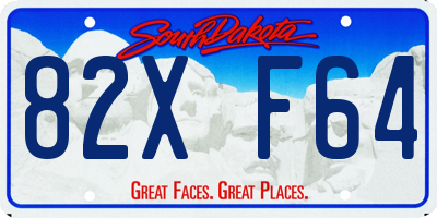 SD license plate 82XF64