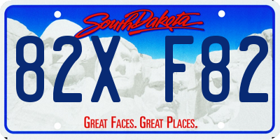 SD license plate 82XF82