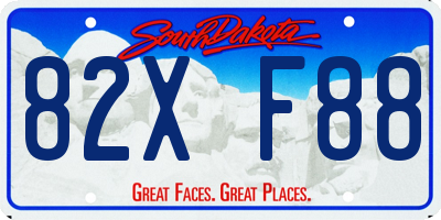 SD license plate 82XF88