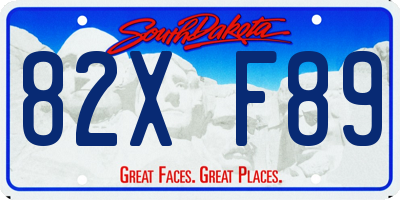 SD license plate 82XF89