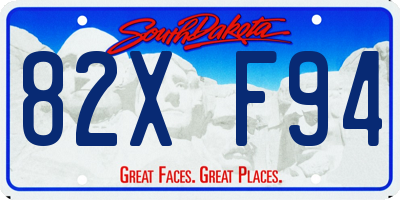 SD license plate 82XF94