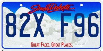 SD license plate 82XF96