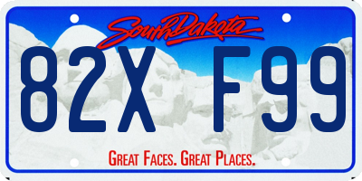 SD license plate 82XF99