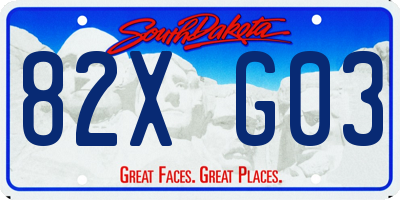 SD license plate 82XG03