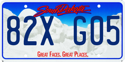 SD license plate 82XG05